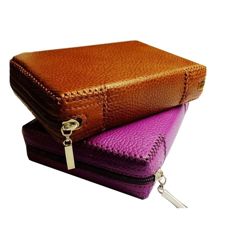 2024 Leather Purple Handmade Zipper Bible Cover Cheap Price