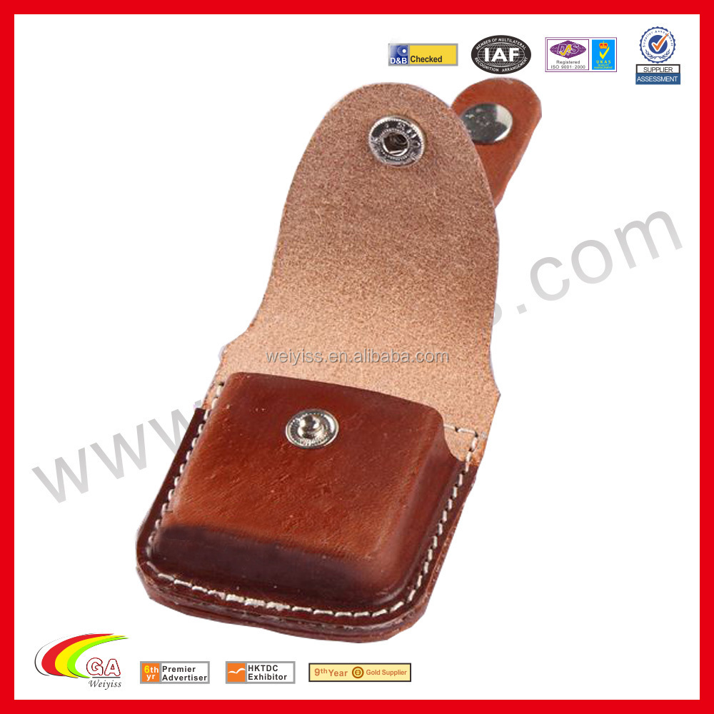 Handmade Cow Hide Leather Brown Lighter Holder Snap Leather Lighter Holder Lighter Holding with Belt Clip