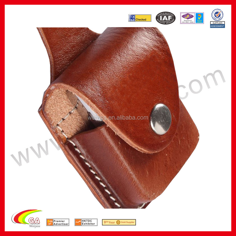 Handmade Cow Hide Leather Brown Lighter Holder Snap Leather Lighter Holder Lighter Holding with Belt Clip