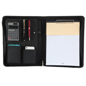 A4 Leather Cover Notebook File Folder Business Portfolio Document Holder