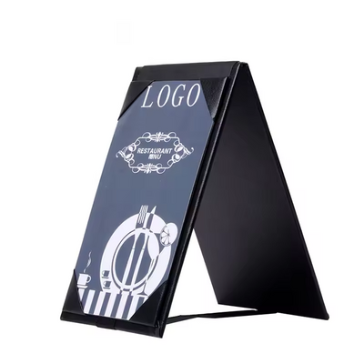 Leather Restaurant Menu Holder Cover Double Side Table Tent Triangle Menu Clip