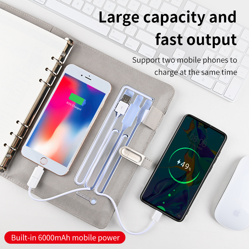 Business Powerbank Notebook Leather Cover Charger Portable Wireless Charging for Phone with Lock