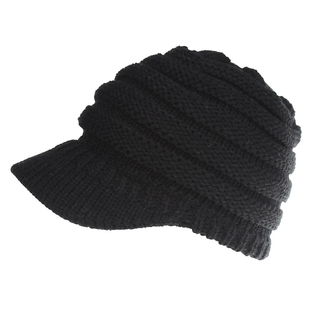 Wholesale High Quality Custom Logo Knit Hats With Ponytail Hole Colored Ladies Winter Beanie For Women