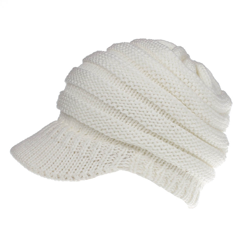 Wholesale High Quality Custom Logo Knit Hats With Ponytail Hole Colored Ladies Winter Beanie For Women