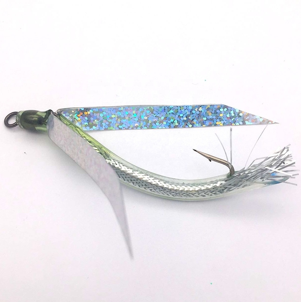 Customise live hook soft swim baits sand skerries eel lures hook with tube rubber plastic flash wings