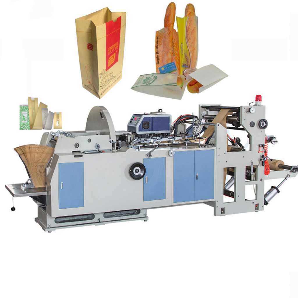 Full Automatic Mini Sharp V Bottom Brown Kraft Food Bread Snack Paper Bag Production Making Machine with 2 Color Printing