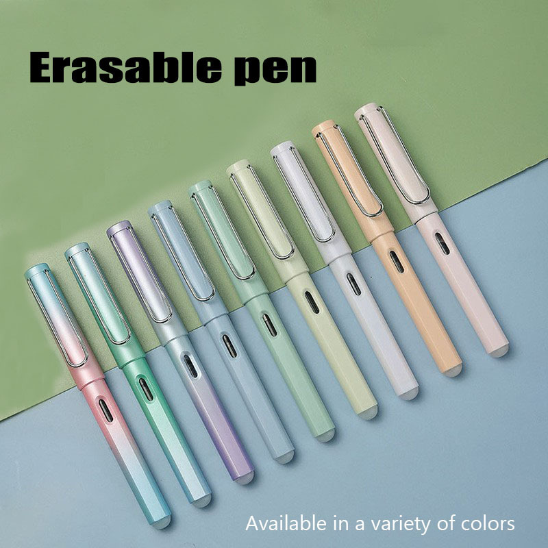 Erasable Fountain Pens Calligraphy Erasable Pen Ink Cartridge Colorful Plastic with Rubber Eraser Stainless Steel Loose 100 Pcs