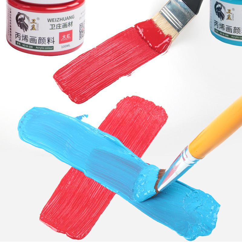 Weizhuang 100ml Acrylic Paint Color Beginners Non-toxic DIY Waterproof Wall Paints Wholesale For Art Children Students 33 Colors