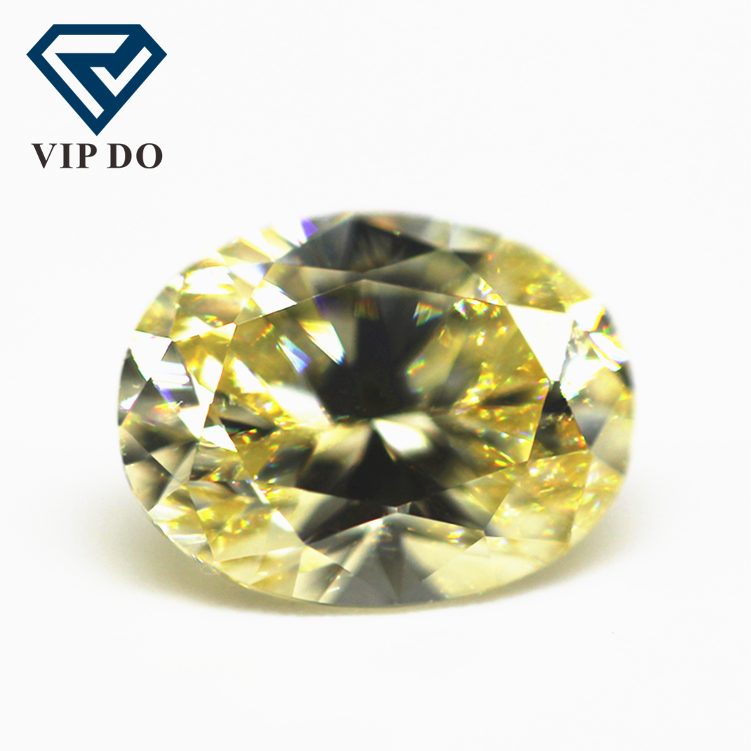 9A grade oval machine cut light yellow high carbon diamond loose gemstones synthetic simulated diamond cubic zirconia gems