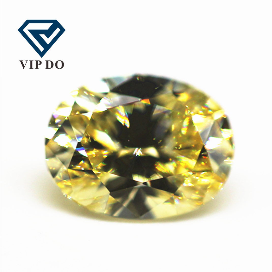 9A grade oval machine cut light yellow high carbon diamond loose gemstones synthetic simulated diamond cubic zirconia gems