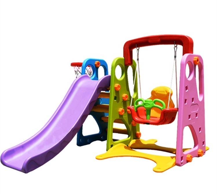 China professional manufacture classical design easy assembly colorful plastic indoor children slide and swing