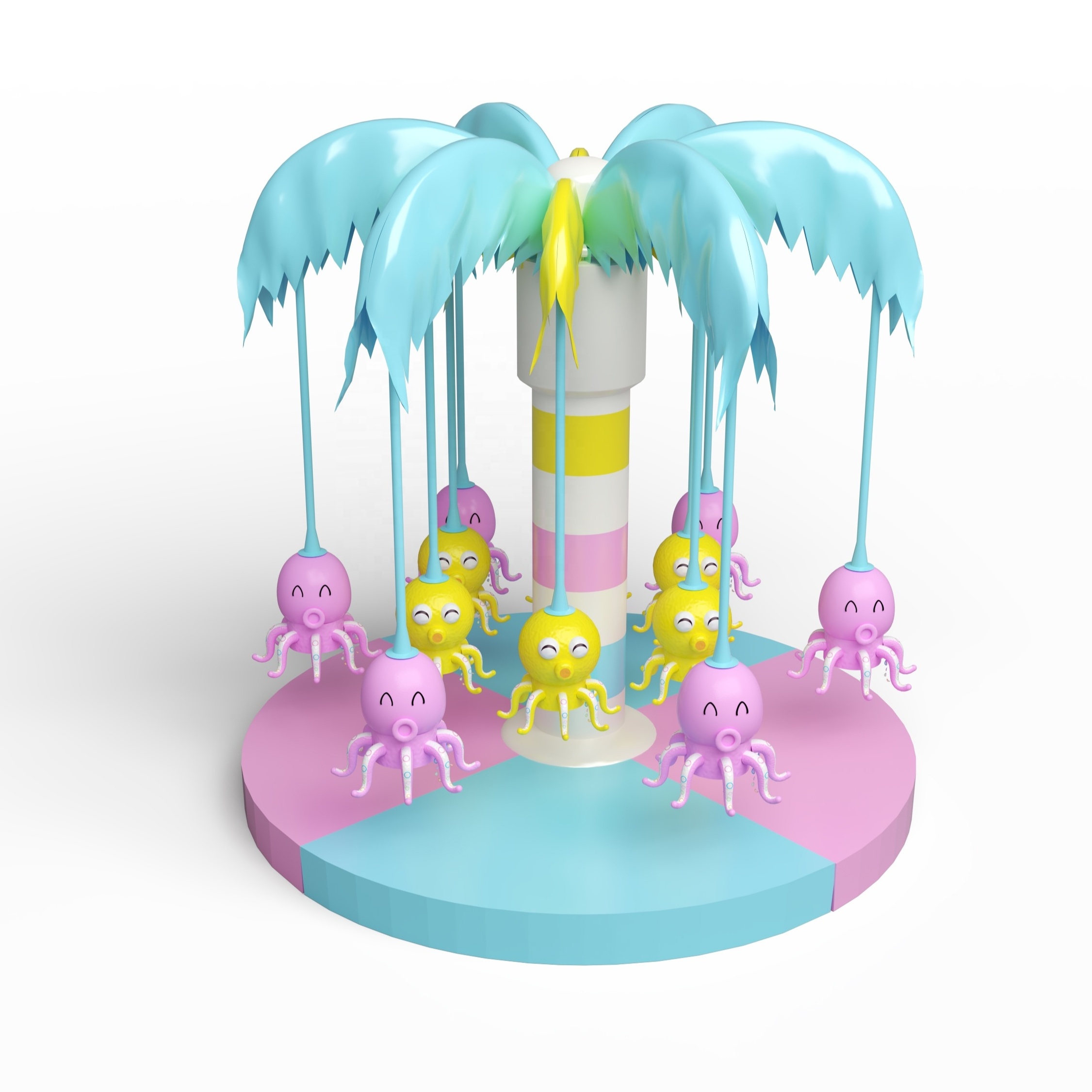 Customized electric coconut tree pastel soft play indoor carousel swing equipment for children playground