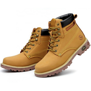 Wejump Fashion Top Sales Cow Leather Non Slip Steel Toe Boots Welding Work Shoes Safety Boots For Men