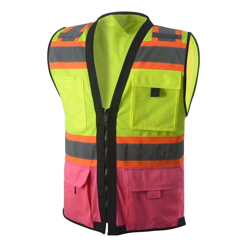 WEJUMP S-5XL Reflective Safety Clothing ANSI Class 2 Hi Vis Construction worker LOGO print Safety Reflective Vest With Pockets