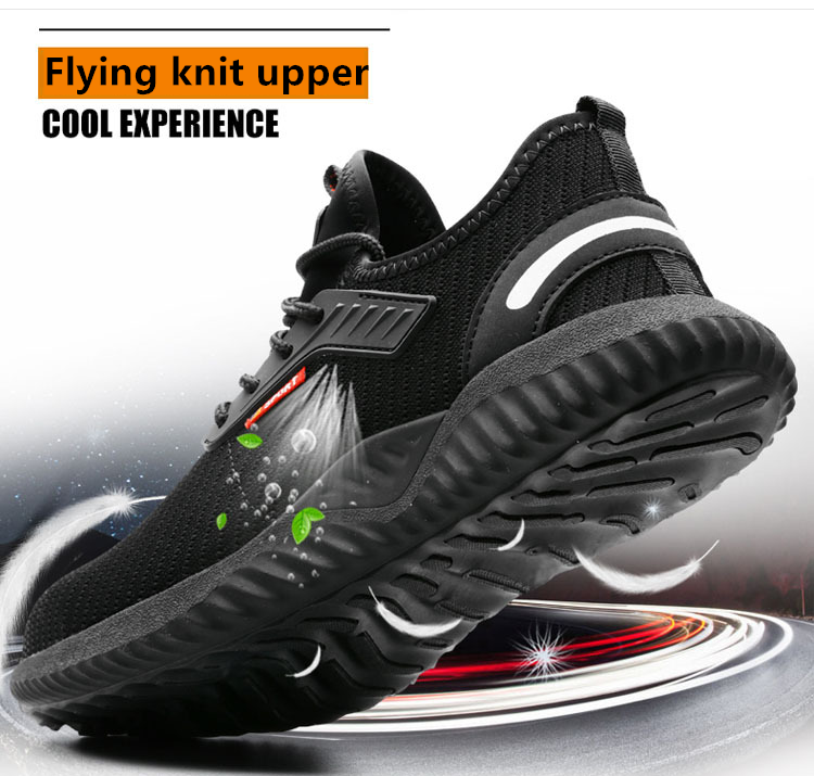 Wejump Fly knitting Industrial Breathable Men Work Casual Trainers Rubber Steel Toe Lightweight Safety Shoes For Worker