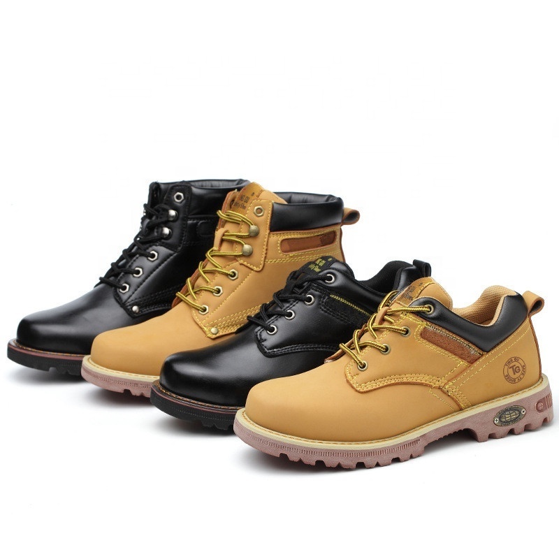 Wejump Fashion Top Sales Cow Leather Non Slip Steel Toe Boots Welding Work Shoes Safety Boots For Men