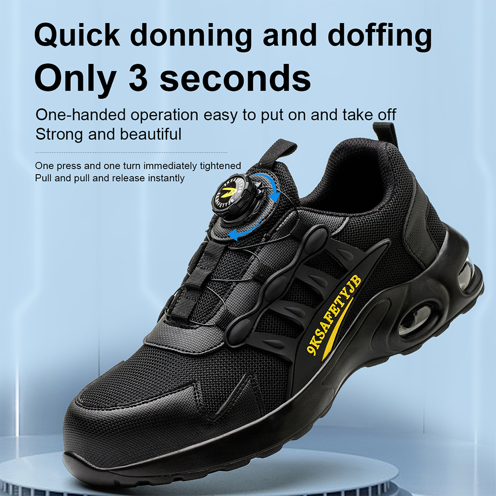 Wejump SBP Rotated Button Men Work Shoes Anti-Smashing Safety Sport Shoes Steel Toe Work Sneaker Protective Shoes