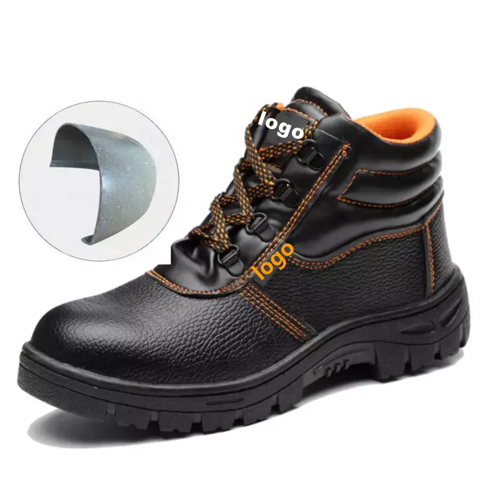 Wejump Wholesale anti skid Anti puncture men's working lightweight stab-resistant PU leather steel toe safety shoes