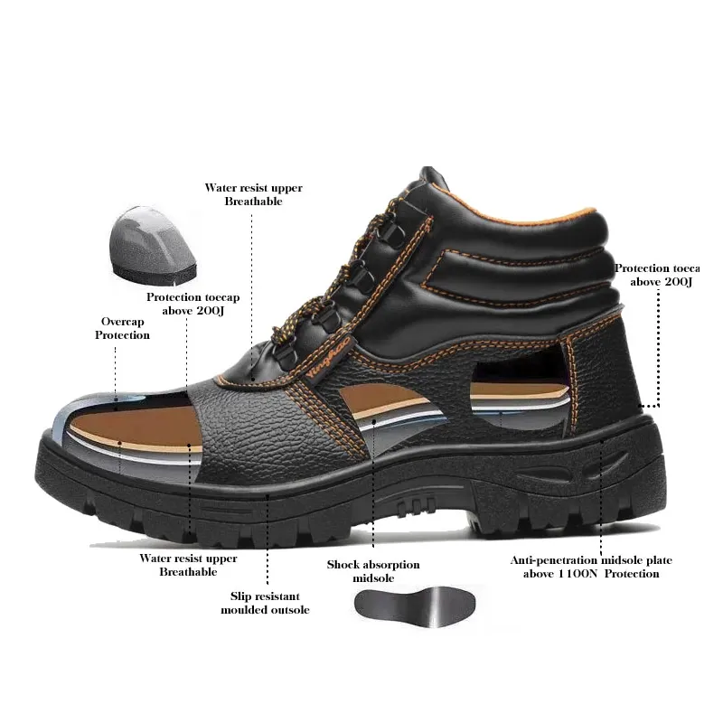 Wejump  Leather Work Shoes CE Approved Cheap Men sport waterproof Construction China Safety Shoes