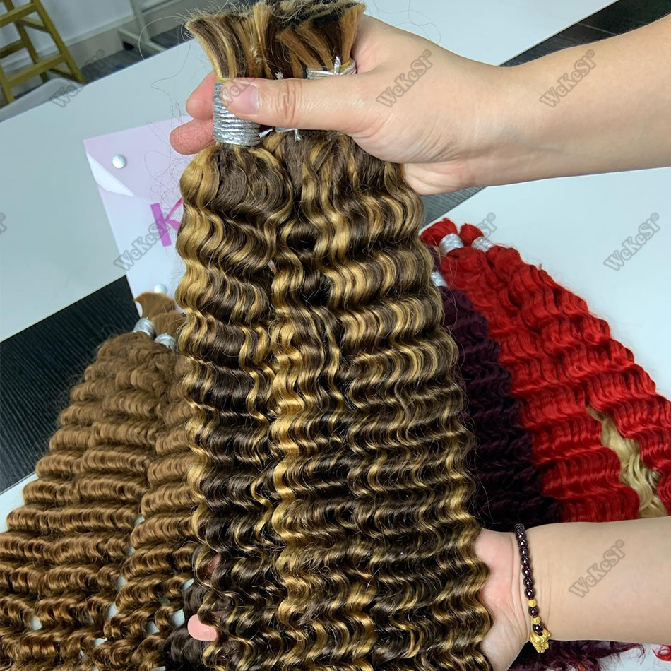 Wet and Wavy Bulk Cuticle Aligned Human Hair For Braiding No Weft Deep Wave Bulk Human Hair Braiding Bundle Hair Extension