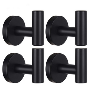 Towel Coat Hook Matte Black SUS304 Stainless Steel Bathroom Clothes Cabinet Closet Sponges Robe Hook Wall Mounted Round Kitchen