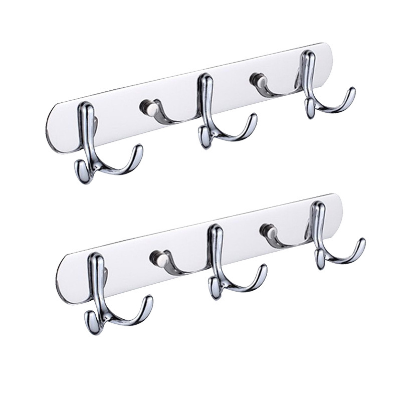 Kitchen Customized Wall Mounted Stainless Steel+Zinc Alloy 3 hooks Shower Rack Hanging Clothes Hats Coat Hanger for Bathroom