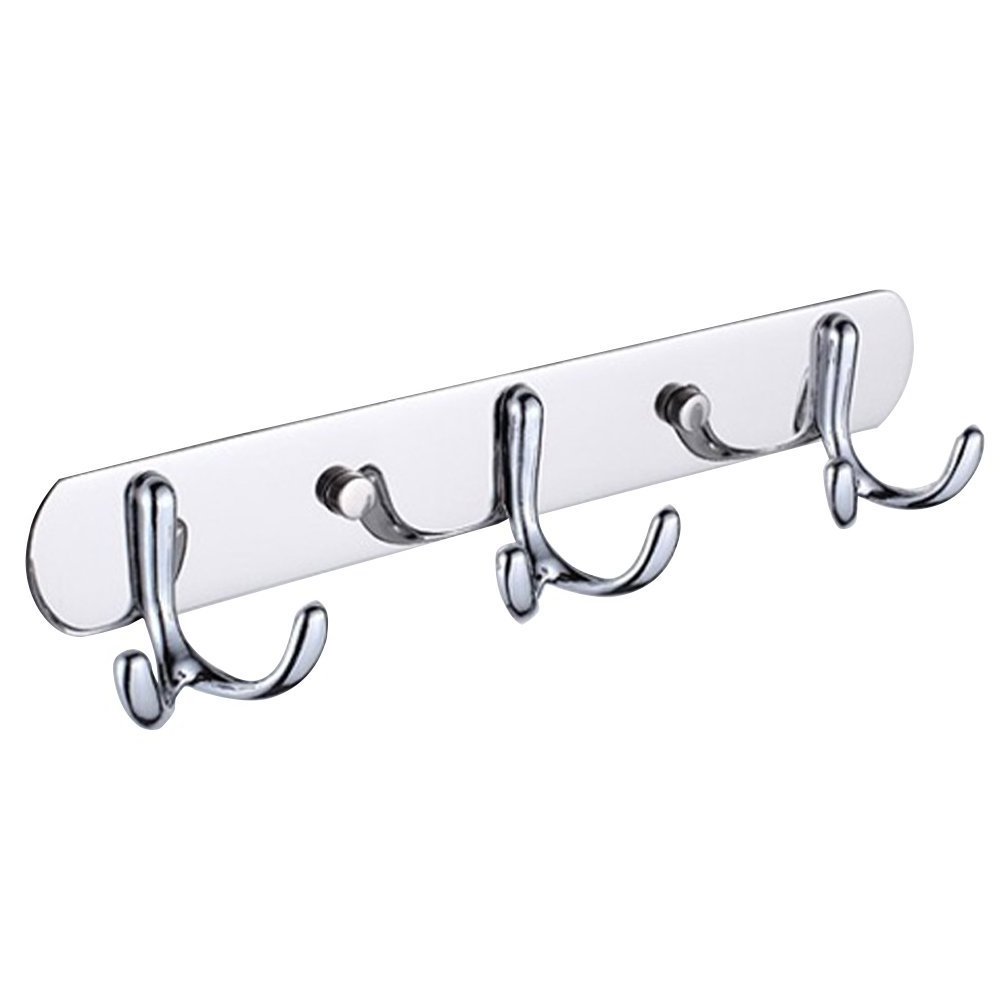 Kitchen Customized Wall Mounted Stainless Steel+Zinc Alloy 3 hooks Shower Rack Hanging Clothes Hats Coat Hanger for Bathroom