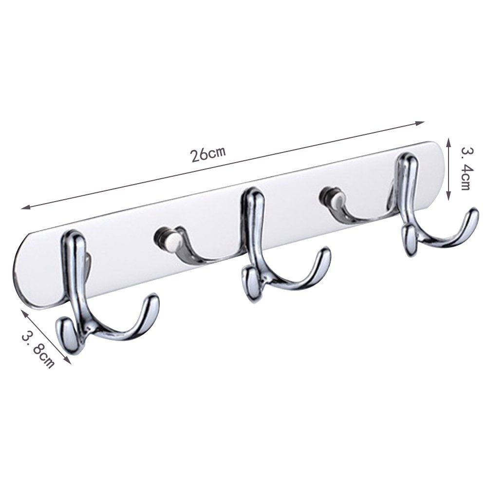 Kitchen Customized Wall Mounted Stainless Steel+Zinc Alloy 3 hooks Shower Rack Hanging Clothes Hats Coat Hanger for Bathroom