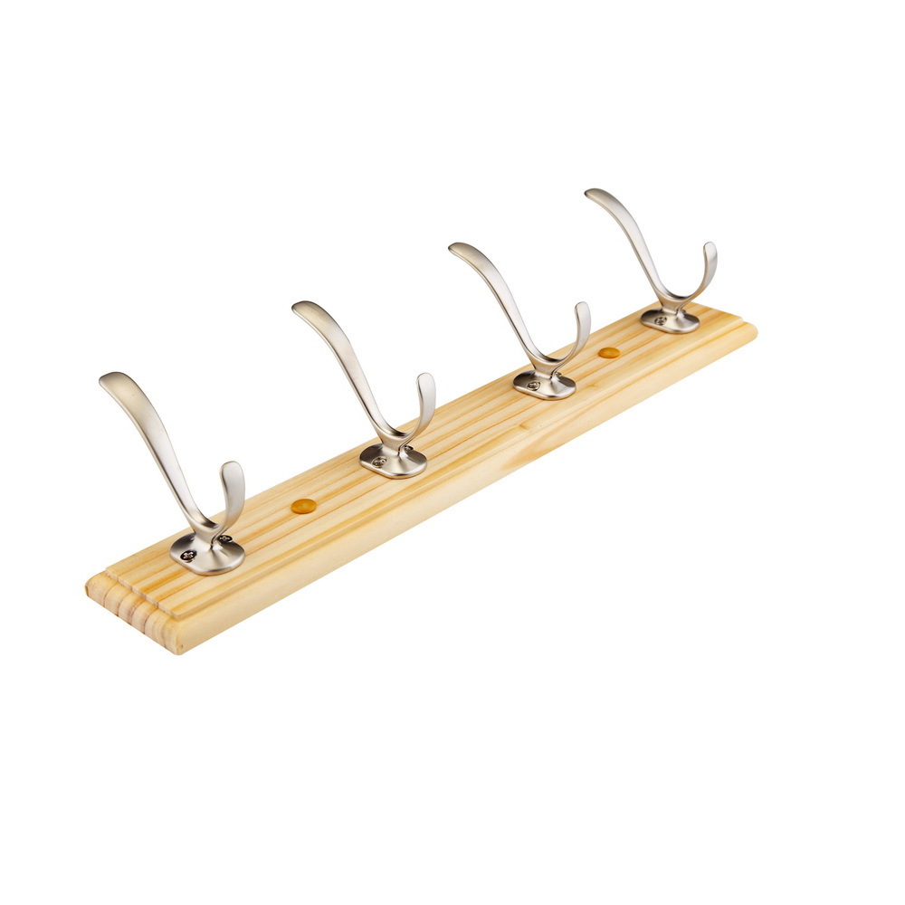 4 Hooks Coat Rack Wall Mounted Clothes Storage Wooden Hook Rack