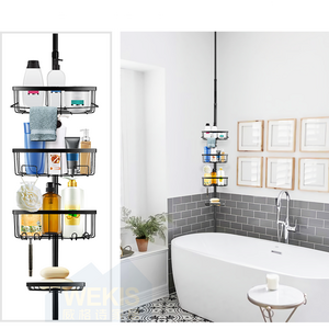 4 Layer Wooden Triangle Toilet Hanging Standing Stainless Steel Four Tier Wall Corner Metal Tension Pole Bathroom Shower Caddy