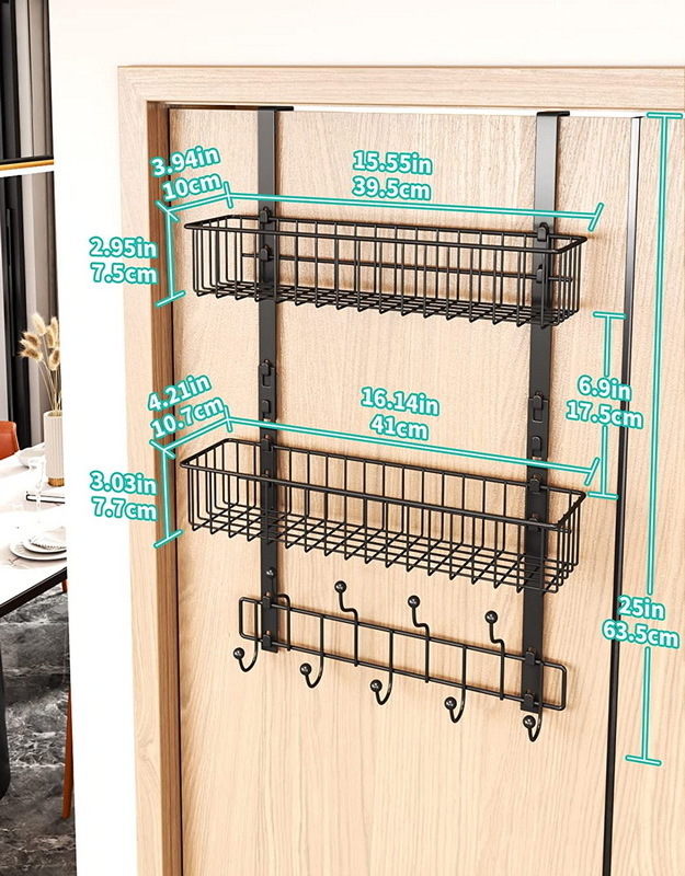 WEKIS Matte Black 2 Tier Over Door Shower Caddy Hanging Basket with Suction Cups and Hooks for Bathroom Organizer Storage Rack