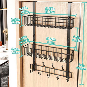 WEKIS Matte Black 2 Tier Over Door Shower Caddy Hanging Basket with Suction Cups and Hooks for Bathroom Organizer Storage Rack