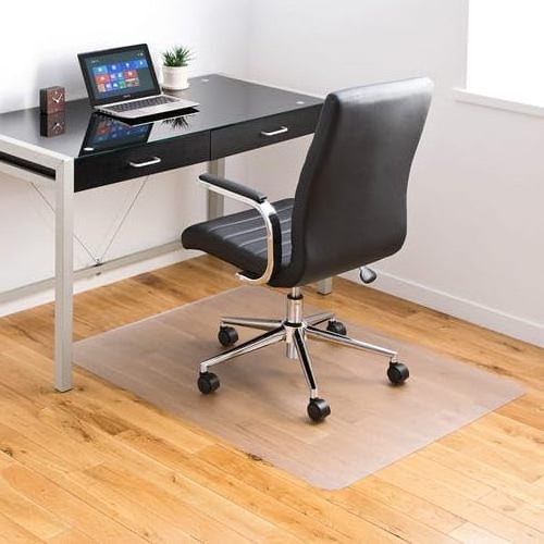 WEKIS Custom Scratch-Resistant Rectangular Square Black Clear PVC Office Desk Chair Protector Mat for Hard PC Chair Mat PVC