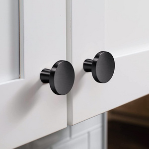 High Quality Single Hole Matt Black Cabinet Pull Kitchen Cupboard Wardrobe Bathroom Dresser Drawer Zinc Alloy Button Pull