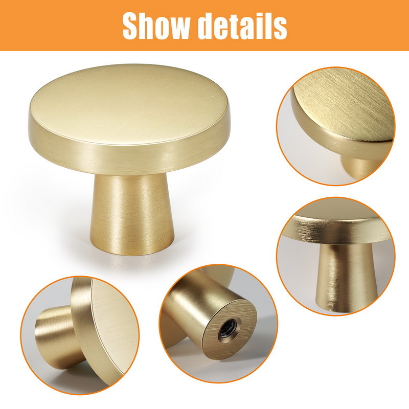 Light Luxury Simple Solid Round Shape Gold Handle Drawer Wardrobe Door Small Cabinet Handles And Knobs