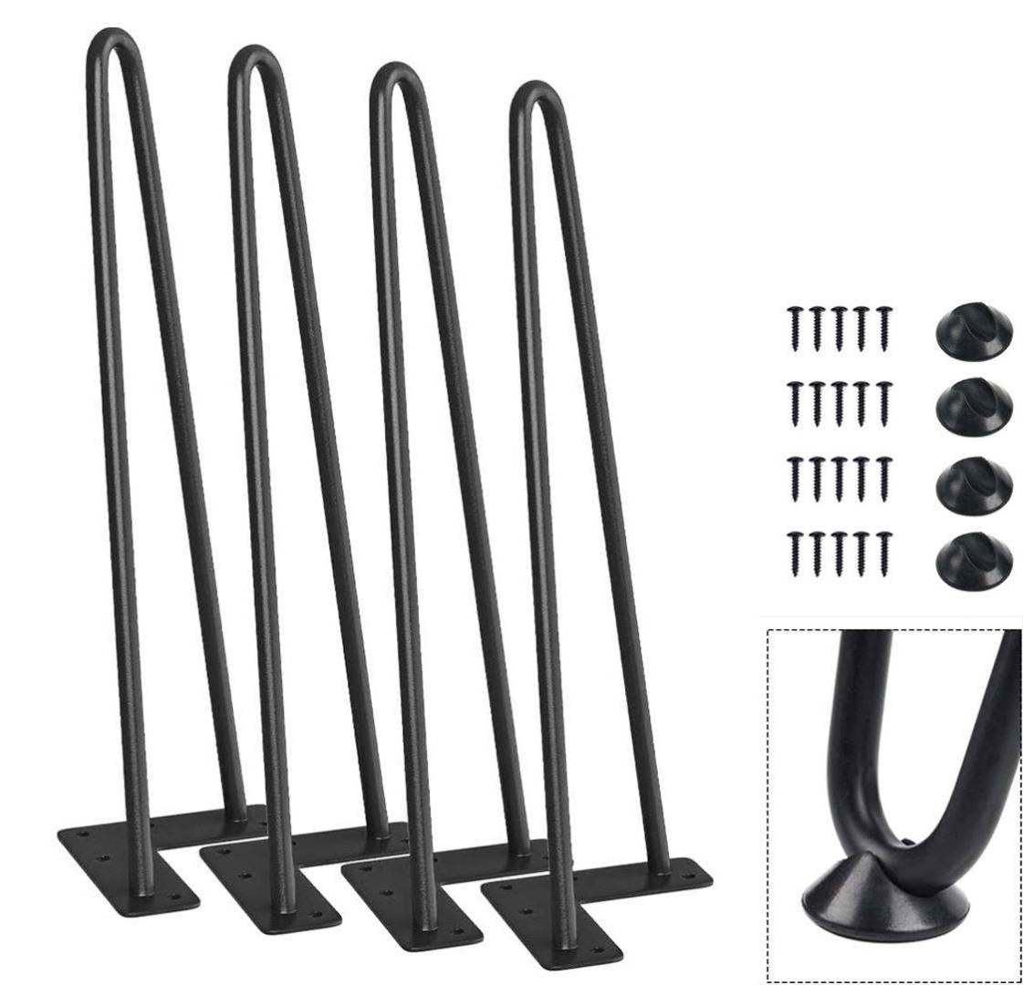 Wholesale Black Steel Vintage Table Hairpin Legs 2 Rod 18 Inch Metal Furniture