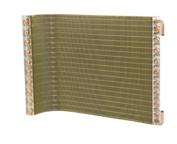 L-shape copper tube gold fin evaporator for heat pump