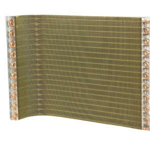 L-shape copper tube gold fin evaporator for heat pump