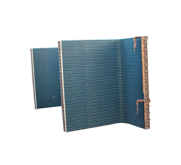 L-shape copper tube gold fin evaporator for heat pump