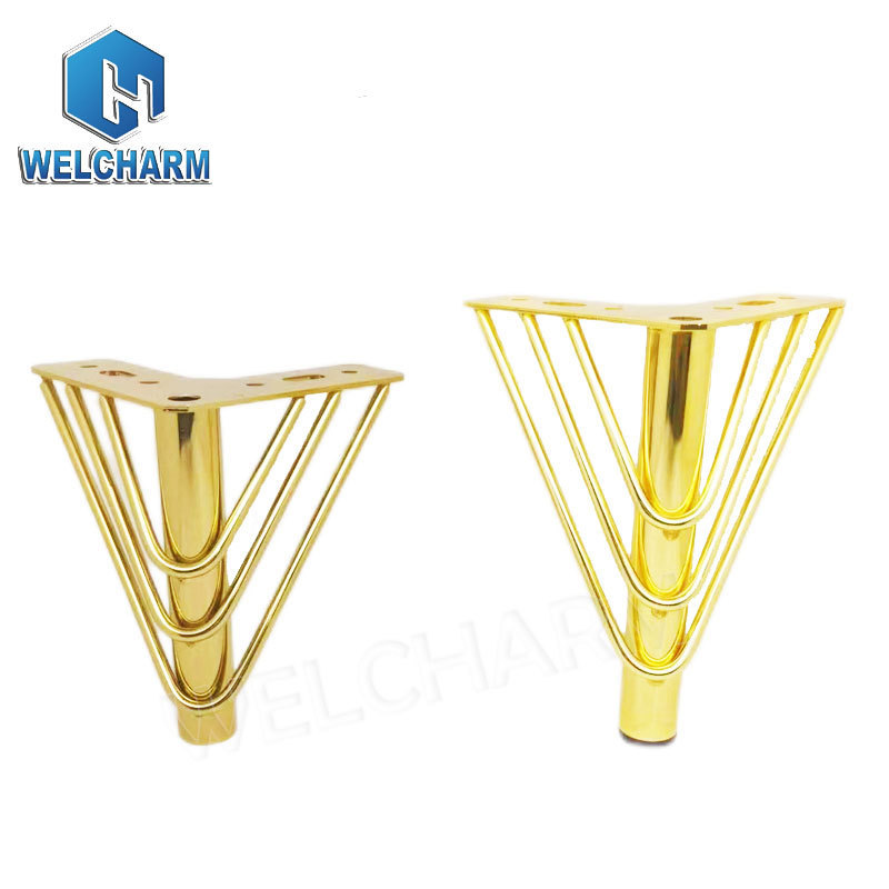 Furniture Accessories Gold Chrome Sofa Feet Triangle Metal Legs Sofa Furniture Legs For Sofa Couches Cabinet