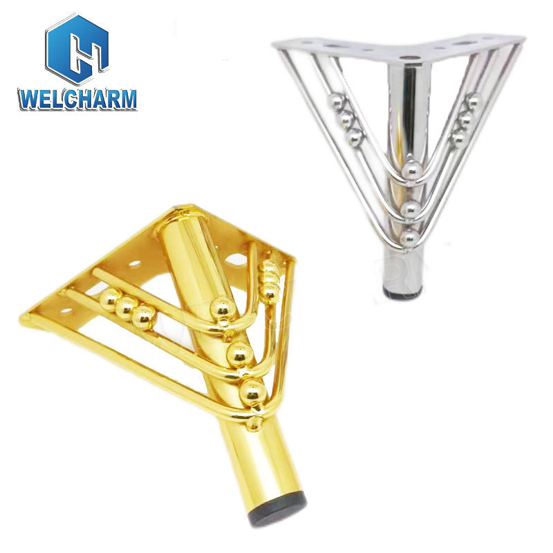 Furniture Accessories Gold Chrome Sofa Feet Triangle Metal Legs Sofa Furniture Legs For Sofa Couches Cabinet