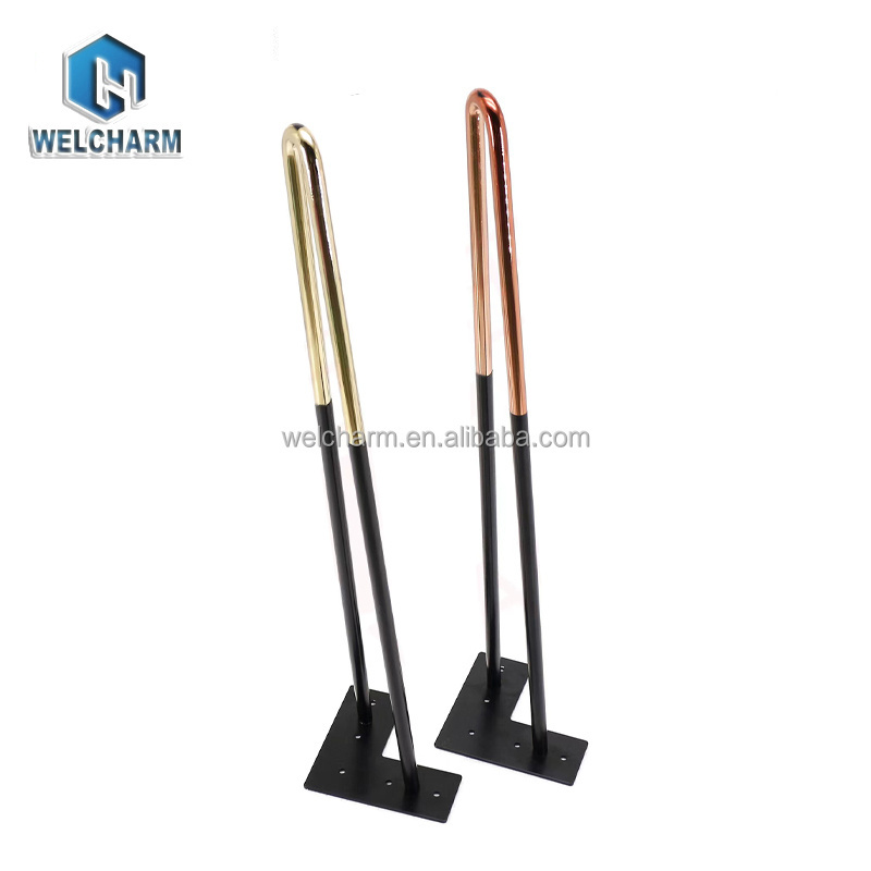 Widely Used Metal 2 Rod Gold Table Legs Furniture Sofa Table Legs Chrome Furniture Feet Black Chair Hairpin Legs