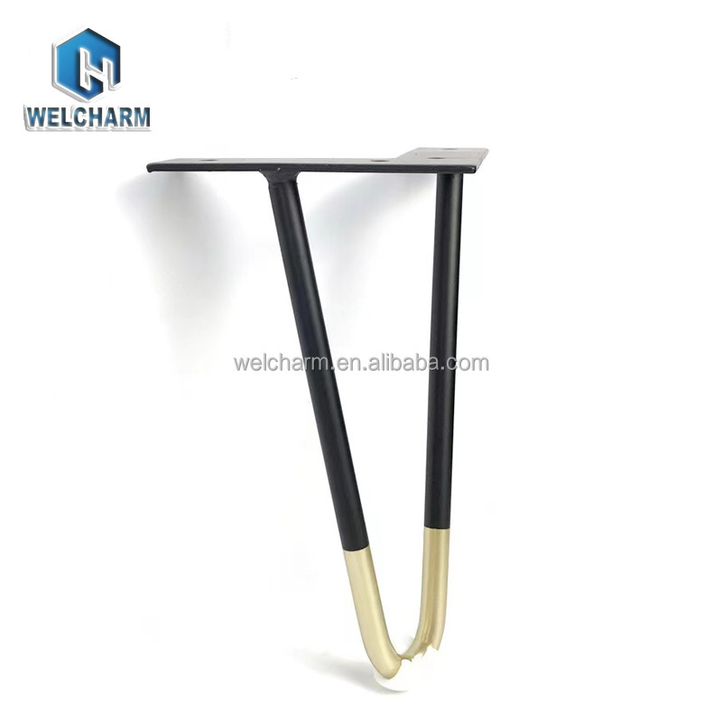 Widely Used Metal 2 Rod Gold Table Legs Furniture Sofa Table Legs Chrome Furniture Feet Black Chair Hairpin Legs