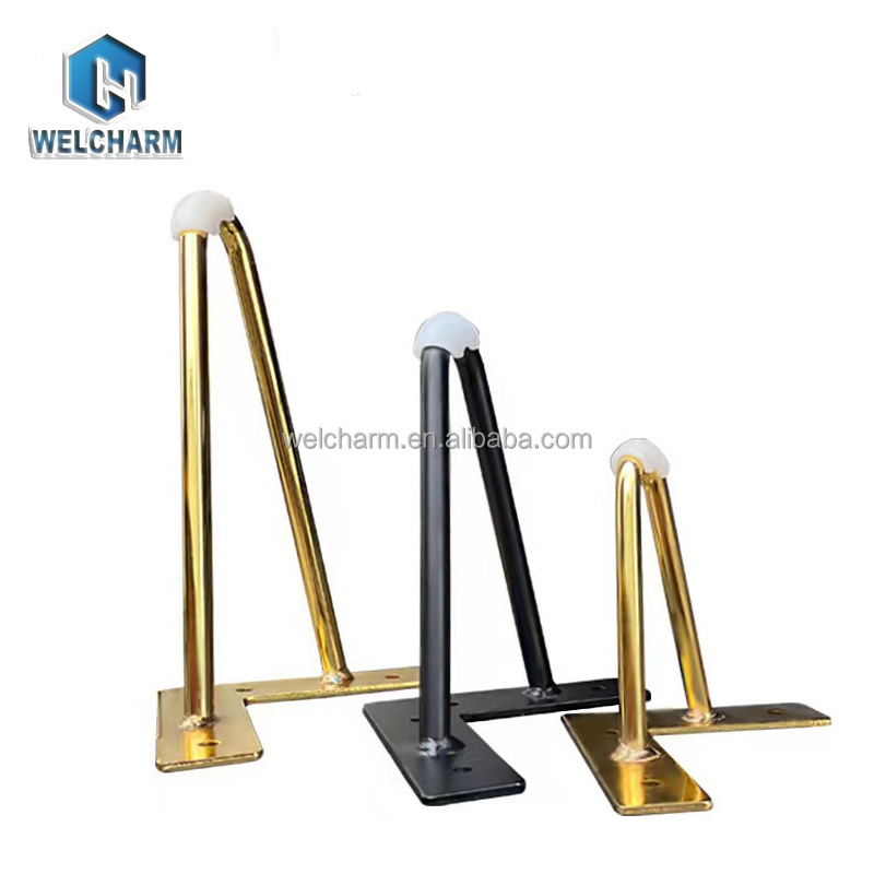 Widely Used Metal 2 Rod Gold Table Legs Furniture Sofa Table Legs Chrome Furniture Feet Black Chair Hairpin Legs