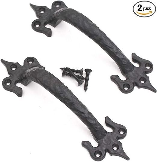 Sliding Barn Door Handle Pull Black Heavy Duty Cast Iron Hardware for Wooden Garden Gate Shed Cabinet Door