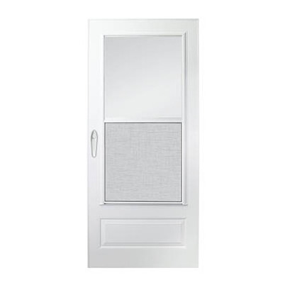 mobile house use mobile home white 3/4-view storm door