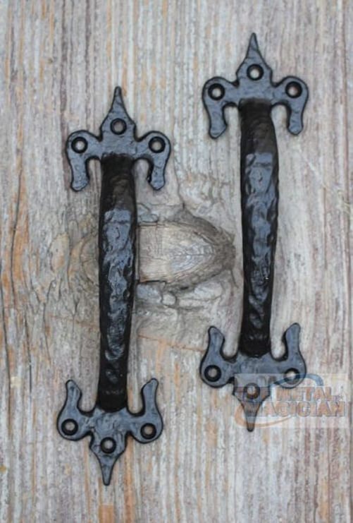 Sliding Barn Door Handle Pull Black Heavy Duty Cast Iron Hardware for Wooden Garden Gate Shed Cabinet Door