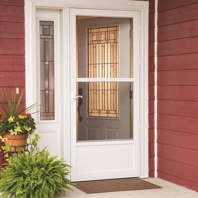 mobile house use mobile home white 3/4-view storm door