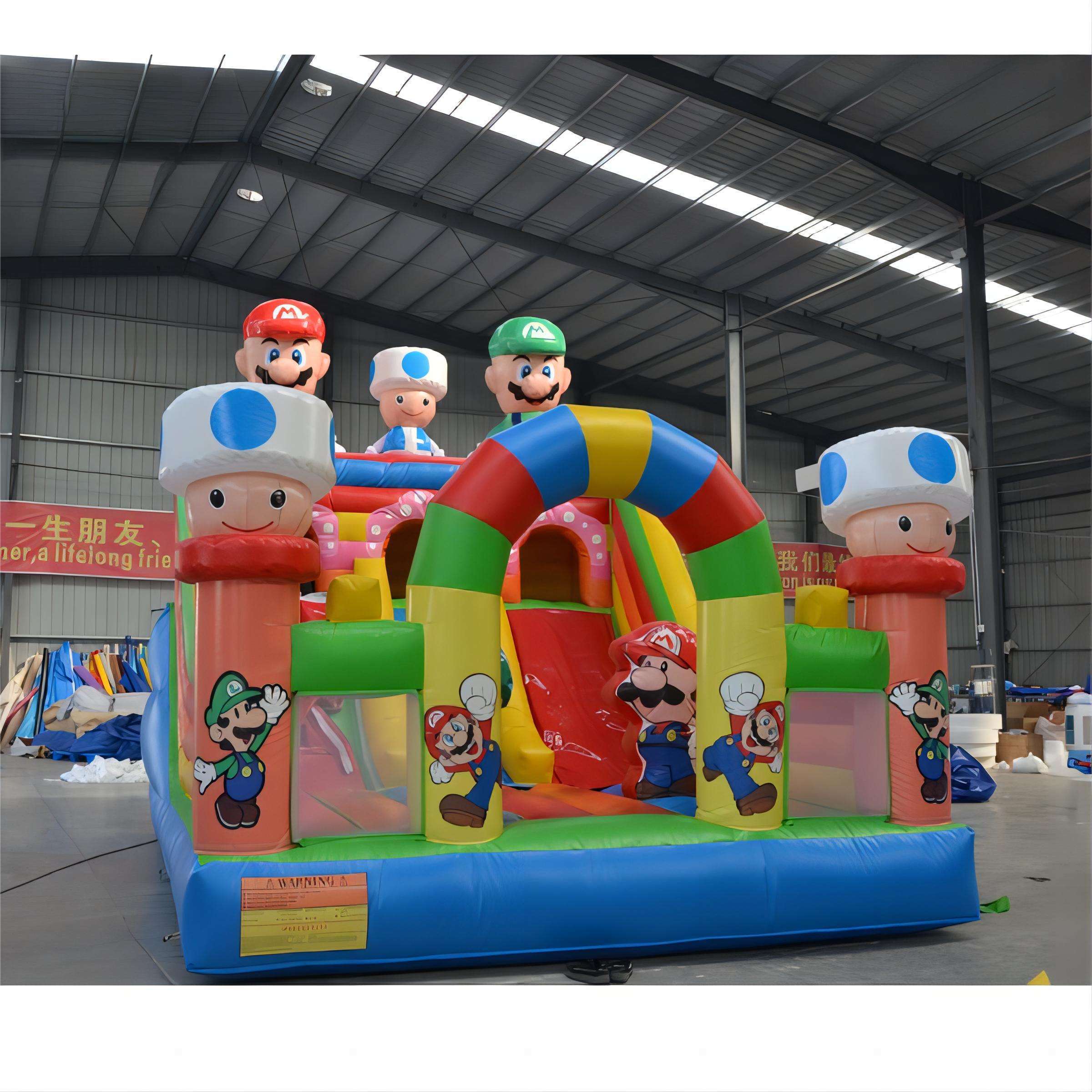 Hot-selling inflatable commercial-grade children's and adults' Super Mario trampoline slide