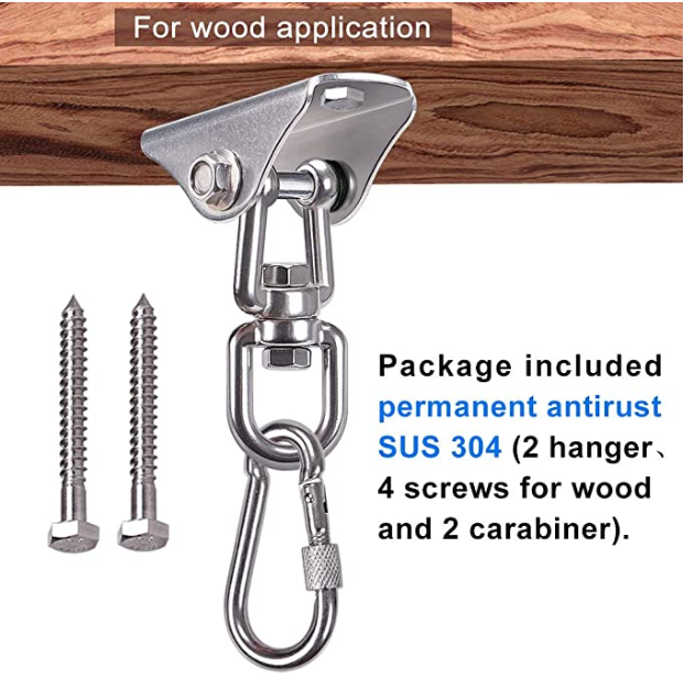 Heavy Duty Stainless Steel Hanging Kit Swing Hangers and Hammock Spring and Swing Swivel Spinner Swivel Hook